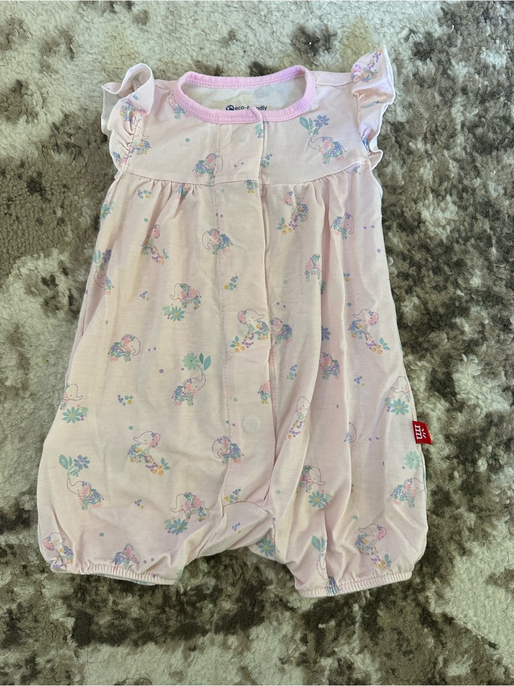 Magnetic Me Light Pink Floral & Elephant Sleep Romper